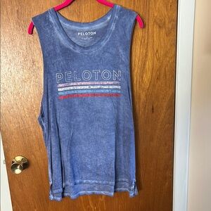 Peloton Vintage Blue Tank with Red and White Stripes